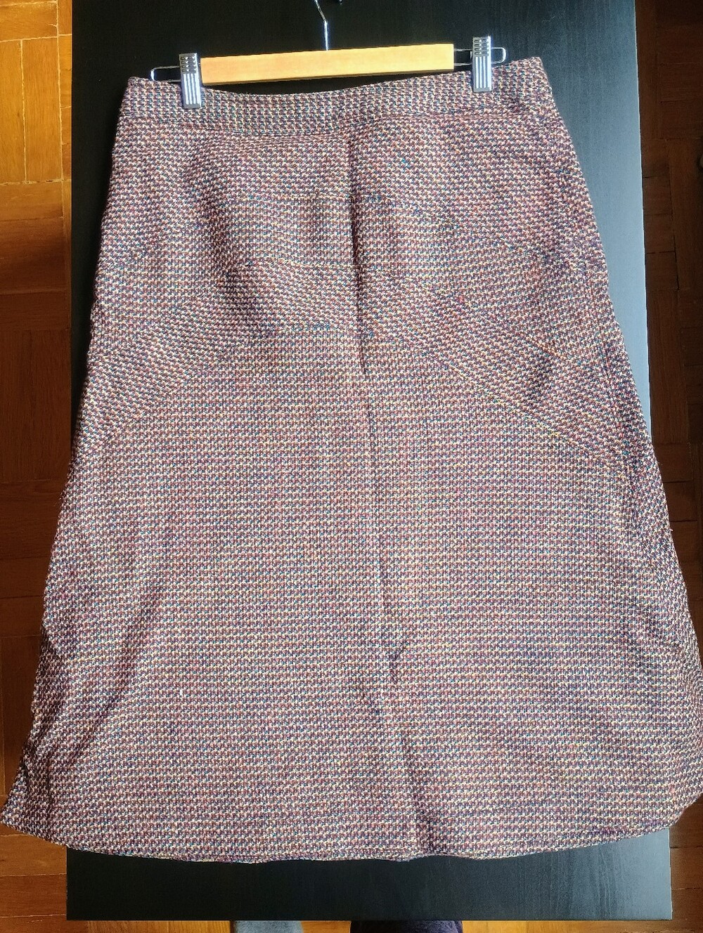 Multicolor Lined Wool A-Line Skirt
